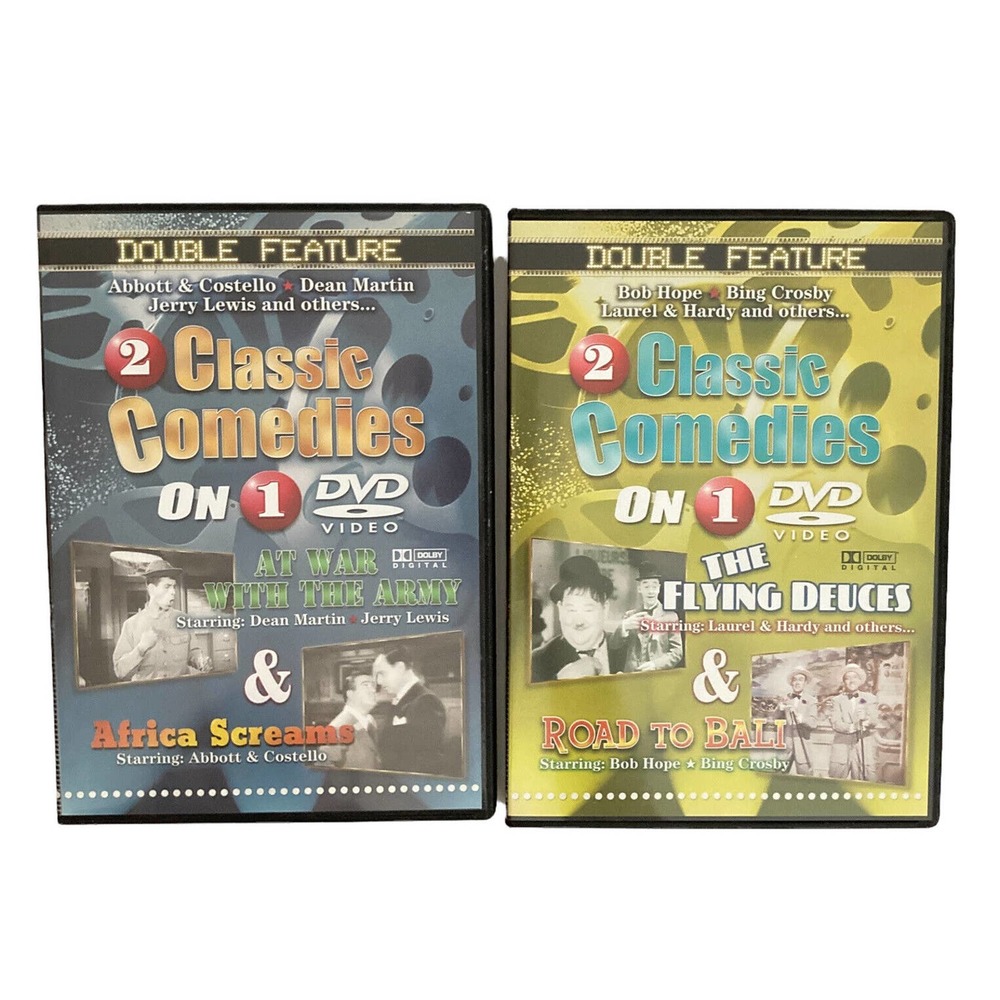 LOT of 2 DVD Set Classic Comedies Abbott Costello Laurel Hardy Hope Crosby Lewis